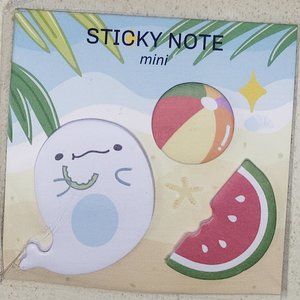 Kawaii Baby seal, beach ball, & watermelon sticky note memo pad notepad